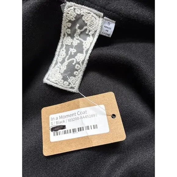 NEW Sadie & Sage Open Front Coat Womens Small Black Relaxed Lagenlook Minimalist - Picture 10 of 12